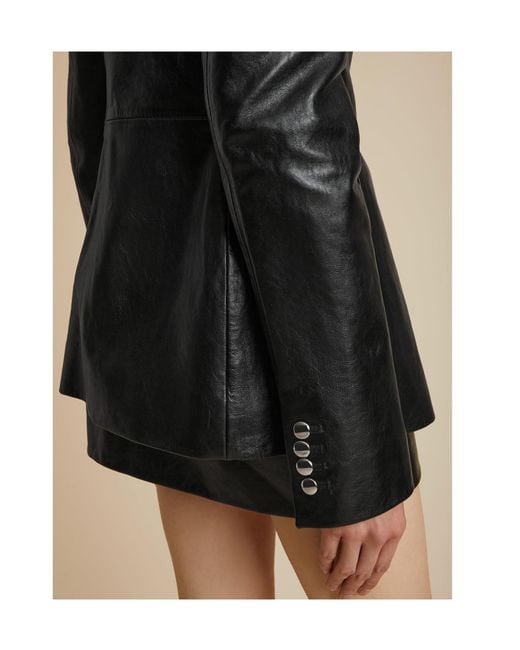 Khaite Black Standing Collar Leather Jacket