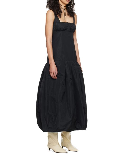 Jil Sander Black Pleated Medium-Length Dress