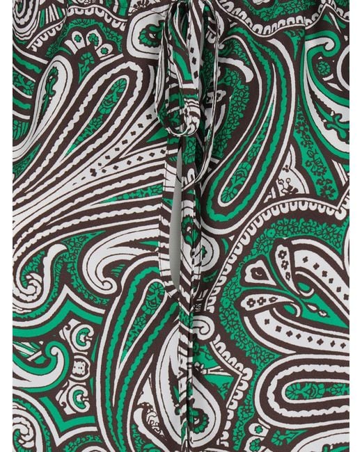 P.A.R.O.S.H. Green P.A.R.O..H. Silk Blouse With Long Balloon Sleeves And All-Over Print For