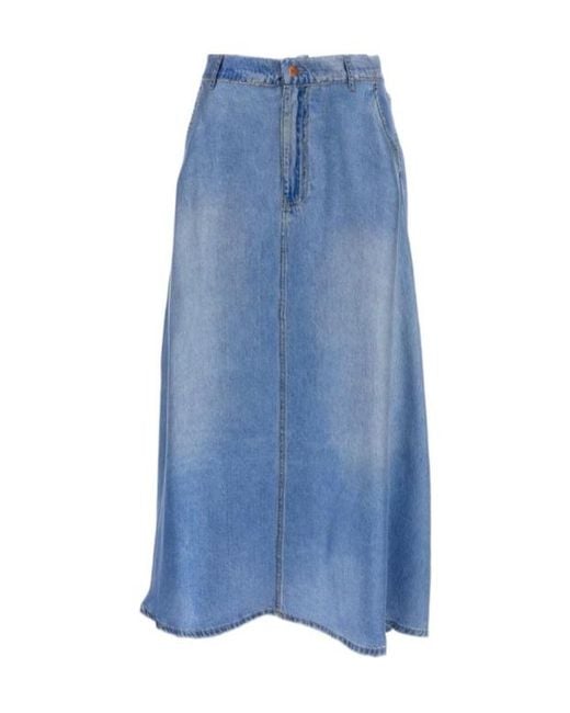 Pierre Louis Mascia Blue Belted A-Line Skirt