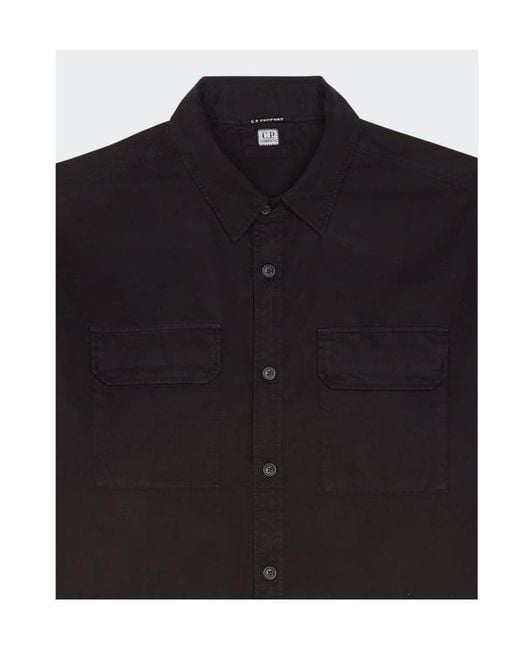 C P Company Black Gabardine Utility Shirt for men