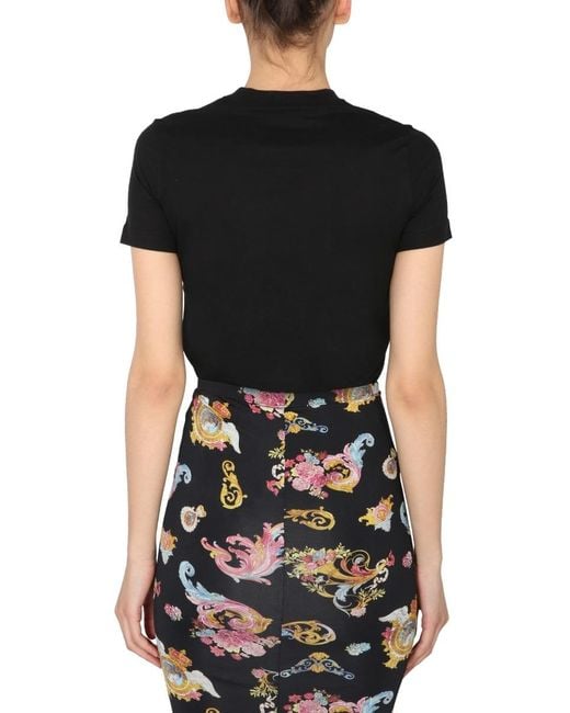 Versace Jeans Black Logo-Print Cotton T-Shirt