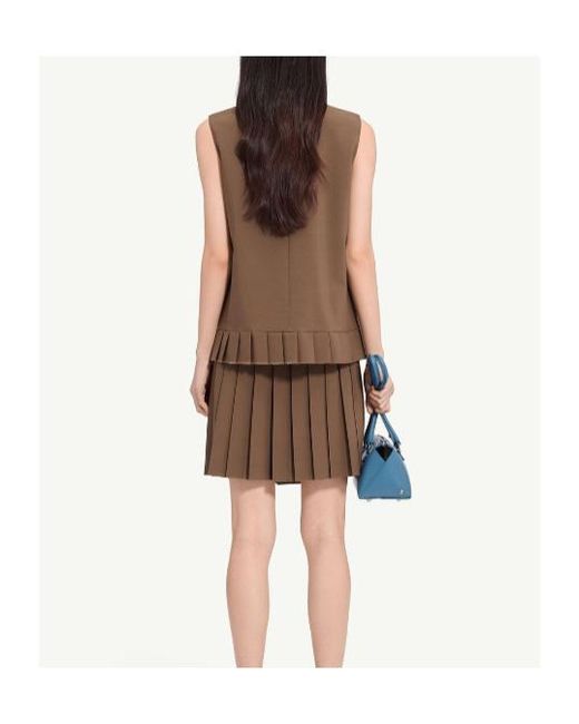 MM6 by Maison Margiela Brown Pleated Wool Blend Sleeveless Top