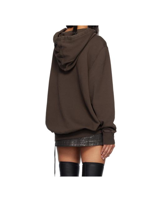 Rick Owens Brown Concordians Oversized Hooded Sweatshirt