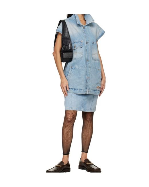 Martine Rose Blue Narrow Denim Miniskirt