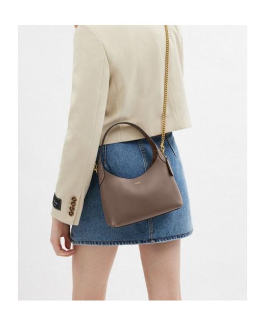 COACH Brown Brooklyn 23 Logo Printed Shoulder Bag