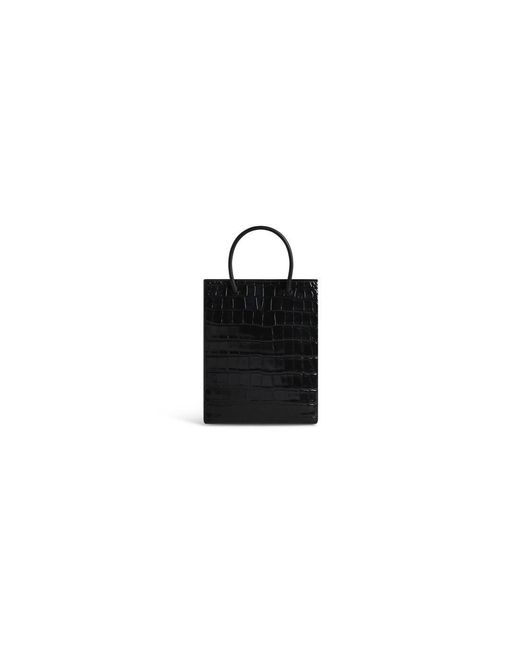Balenciaga Black Borsa Shopping Grande Con Lavorazione Coccodrillo Da Donna