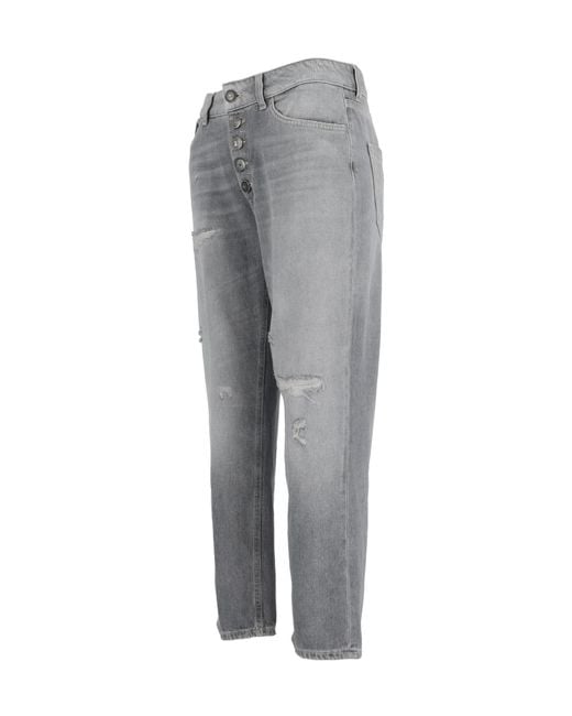 Dondup Gray Button-Fly Jeans