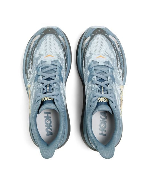 Hoka One One Blue Thick-Soled Trail Running Shoes