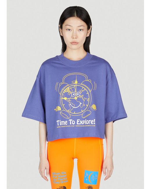 The North Face Blue X Online Ceramics Graphic-Printed Cropped T-Shirt
