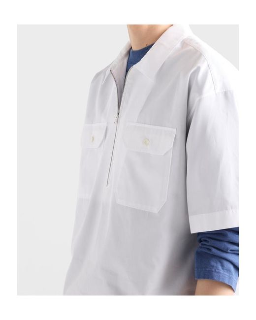 Prada White Short-Sleeved Cotton Shirt for men