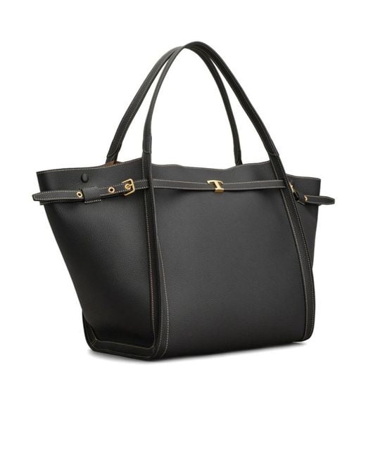 Tod's Black Medium Top Handle Shopping Tote Bag