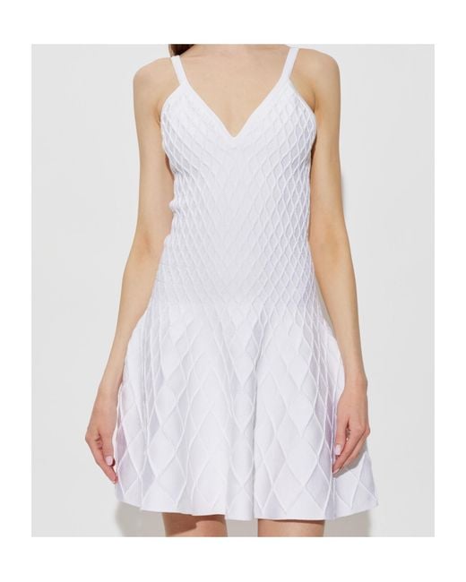 Balmain White Textured Strappy Dress