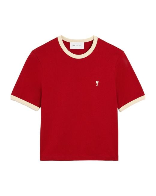 AMI Red Short-Sleeved T-Shirt for men