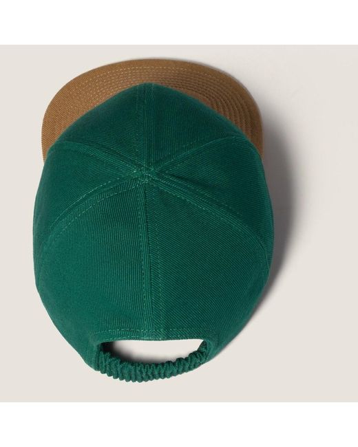 Miu Miu Green Logo-Embroidered Two-Toned Baseball Cap