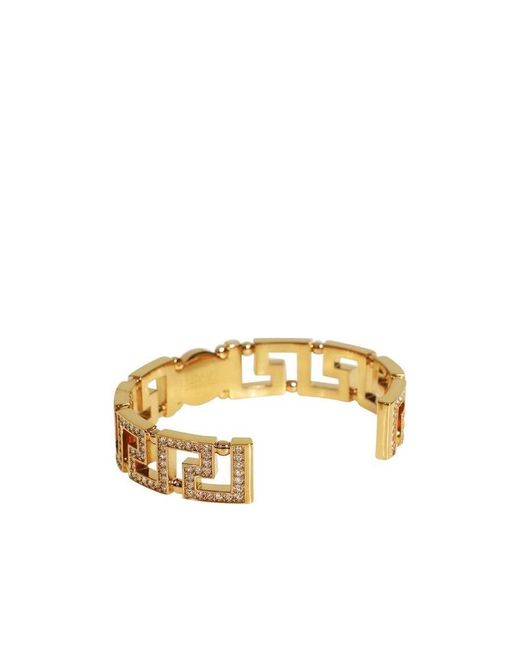 Versace Metallic Greca Tribute Medusa Embellished Cuff Bracelet