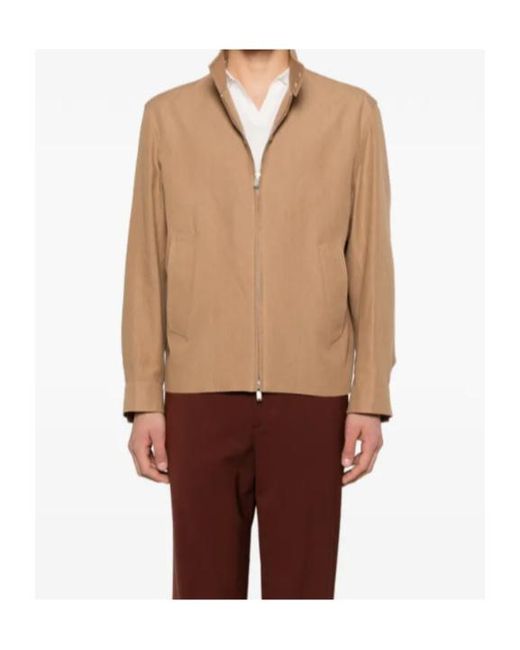 Lardini Natural High Collar Zip Jacket for men