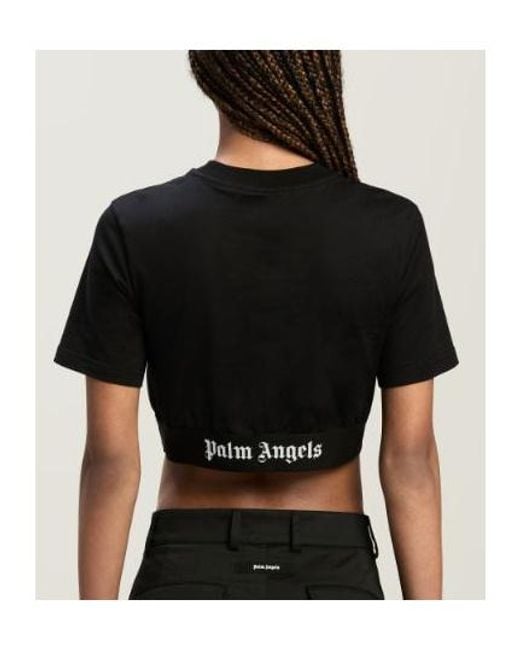 Palm Angels Black Logo Tape Cropped Top