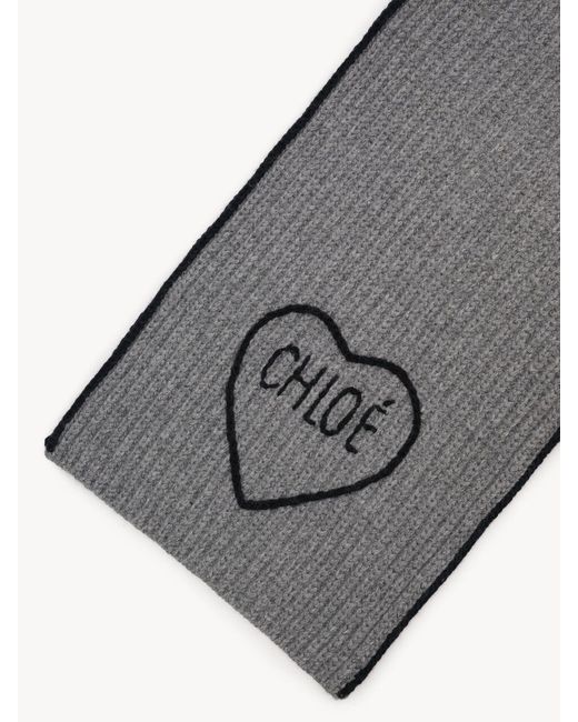 Chloé Gray Chloé Encoeur Knitted Scarf