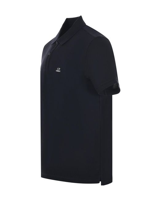 C P Company Black Logo Patch Polo Shirt for men