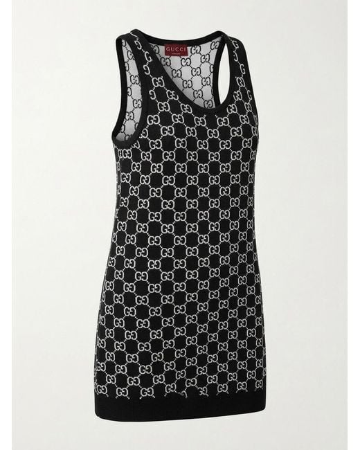 Gucci Black Wool Jacquard Mini Dress Reversible