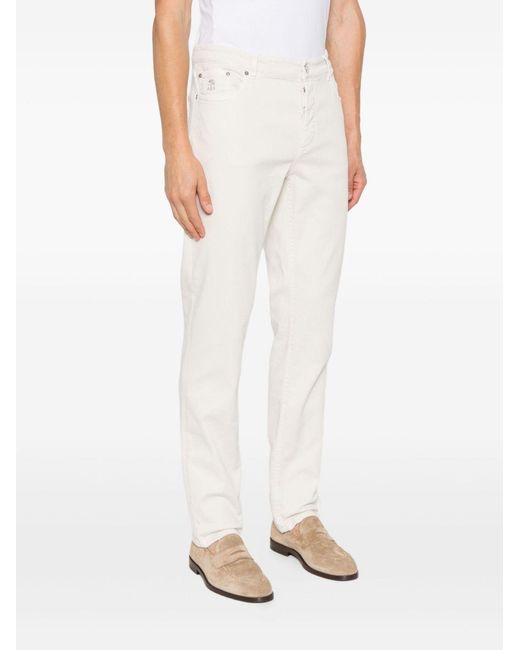 Brunello Cucinelli White Straight-Leg Jeans for men
