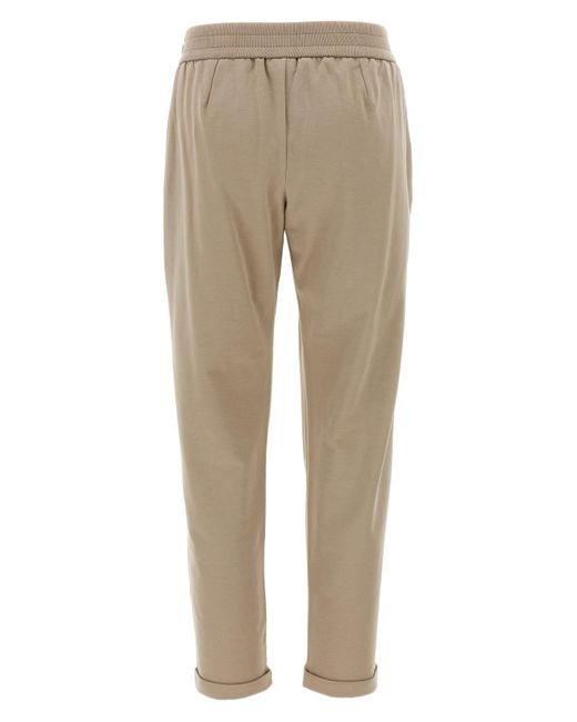 Brunello Cucinelli Natural Drawstring Tapered-Leg Sweatpants