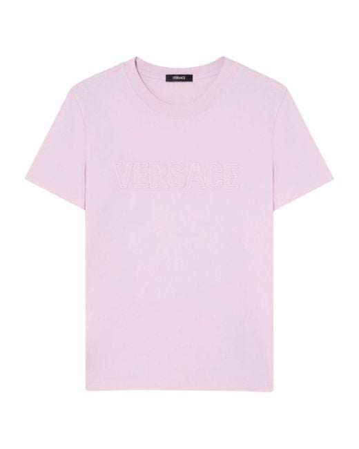 Versace Pink Logo-Appliqué Crewneck T-Shirt