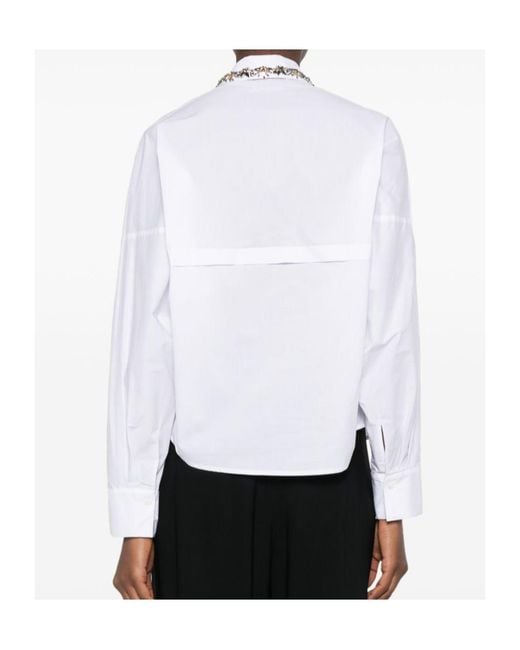 ERMANNO FIRENZE White Floral Collar Shirt