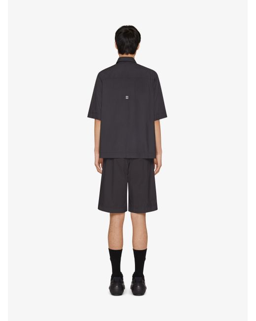 Givenchy Blue Logo Patch Short-Sleeved Shirt for men