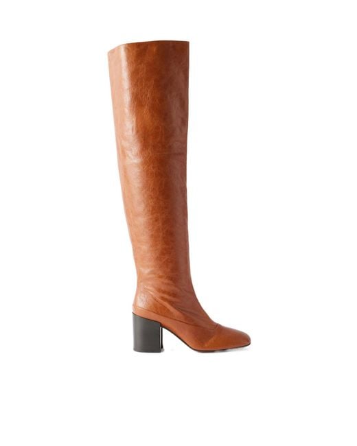 Dries Van Noten Brown Leather Knee Boots