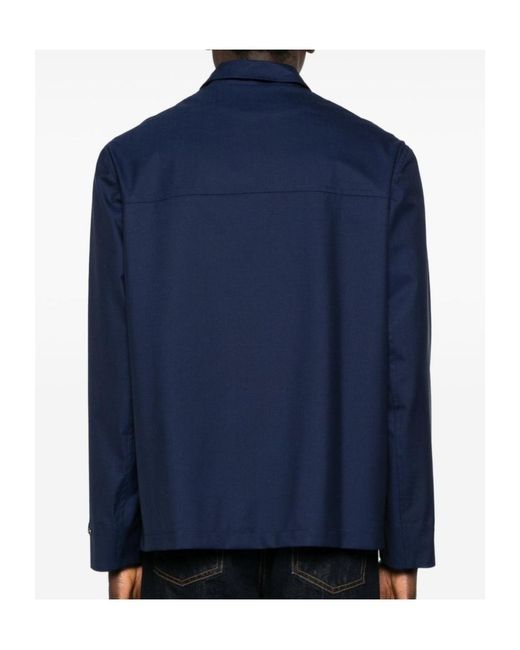 Brunello Cucinelli Blue Flap Pocket Buttoned Jacket for men
