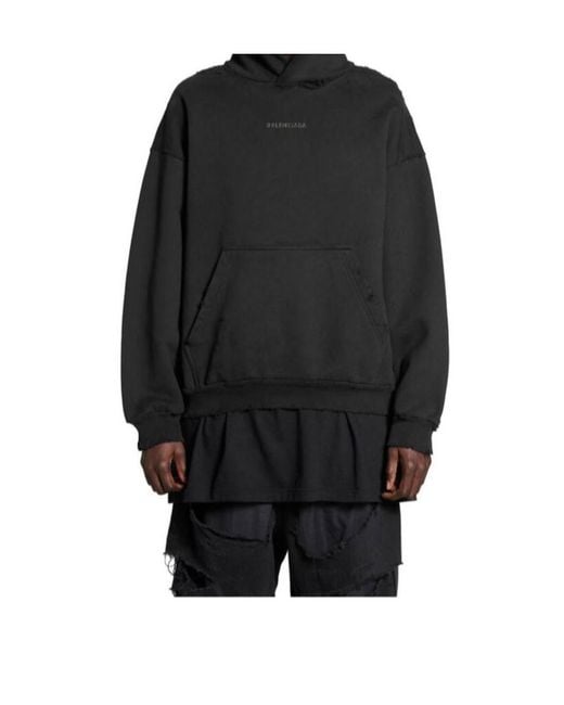Balenciaga Black Logo Printed Hoodie