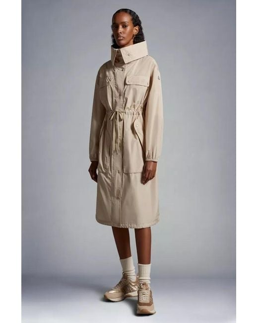 Moncler Natural Mantio Hooded Long Parka Jacket