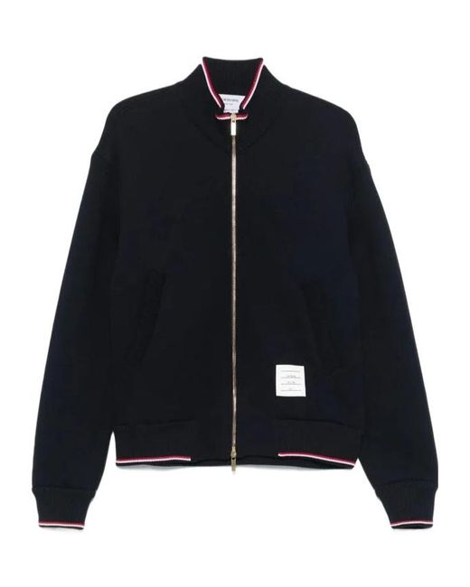 Thom Browne Black Rwb-Stripe Knitted Jacket for men