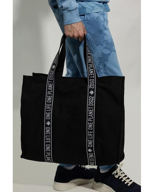 DSquared² Black Logo-Print Tote Bag for men