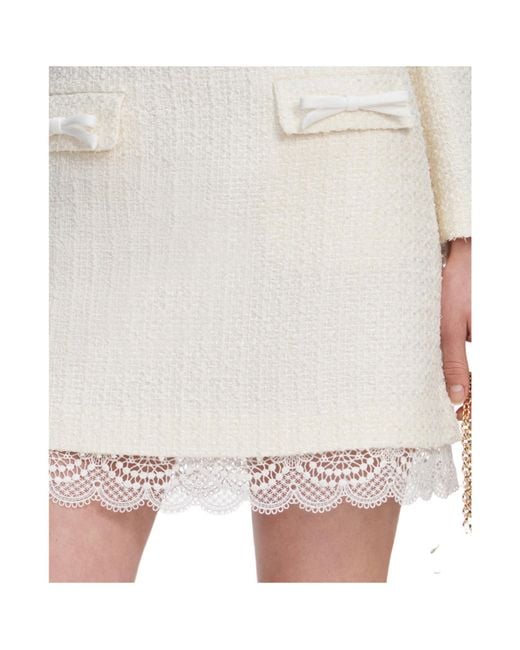 Self-Portrait White Boucle Lace Mini Skirt