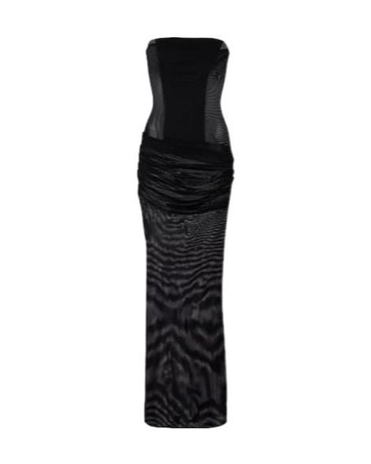 Alex Perry Black Sheer Strapless Corset Dress