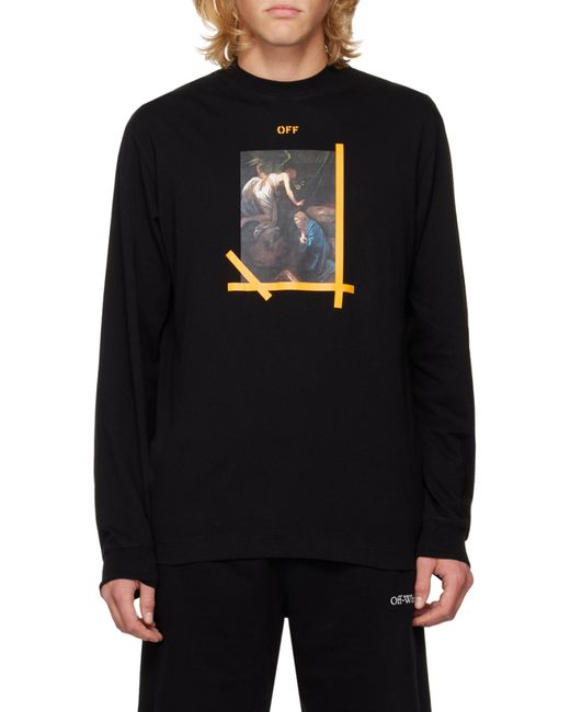 Off-White c/o Virgil Abloh Blue Painting-Print Long-Sleeve T-Shirt for men