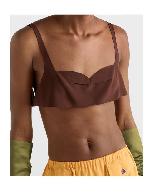 Prada Brown Crepe De Chine Top