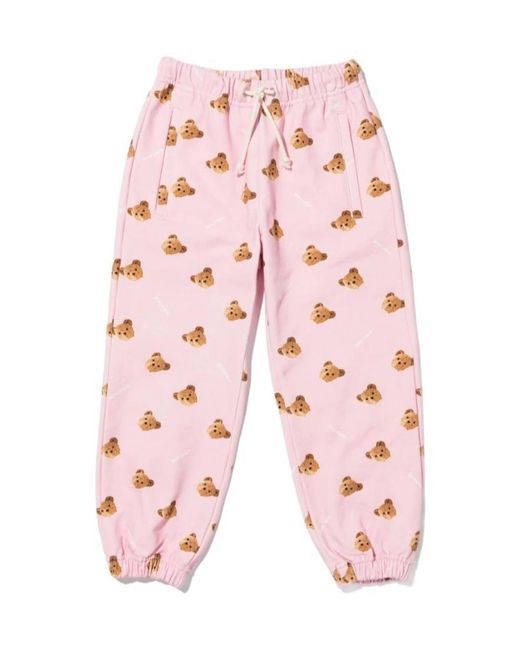 Palm Angels Pink All-Over Teddy Bear Print Trousers
