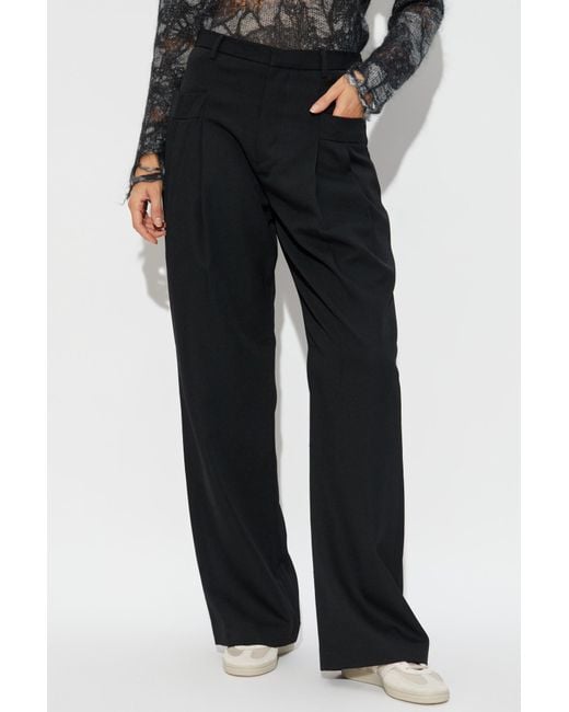 R13 Black Pleated Wool Trousers