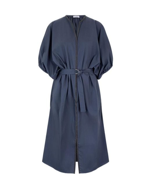 Brunello Cucinelli Blue Belted Dress