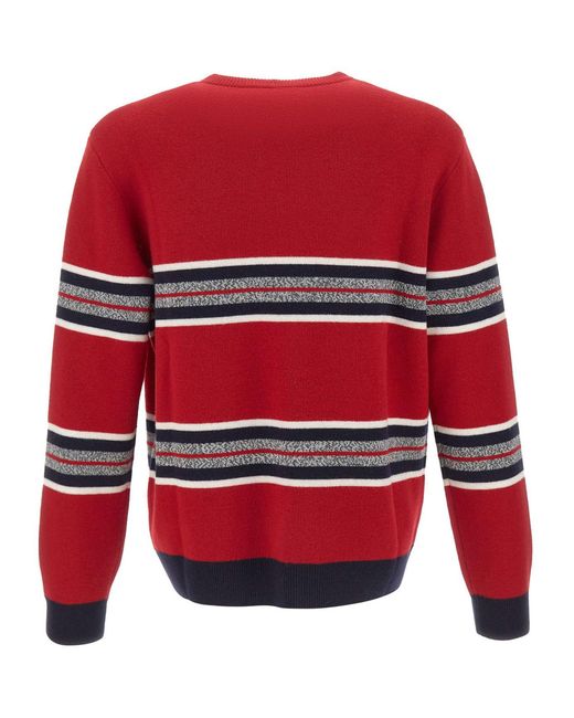 Iceberg Red Logo Striped Knitted Sweater for men