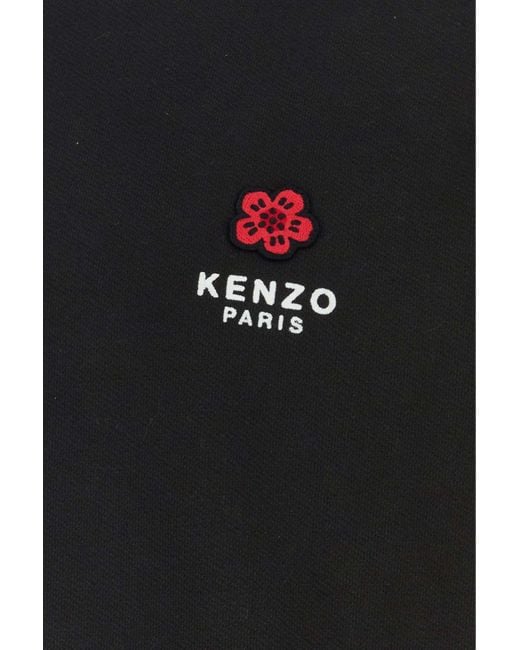 KENZO Black Logo Embroidered Hooded Sweatshirt for men