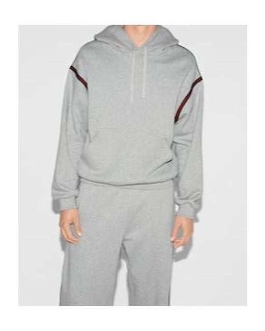 Gucci Gray Stripe Detailed Drawstring Hoodie for men