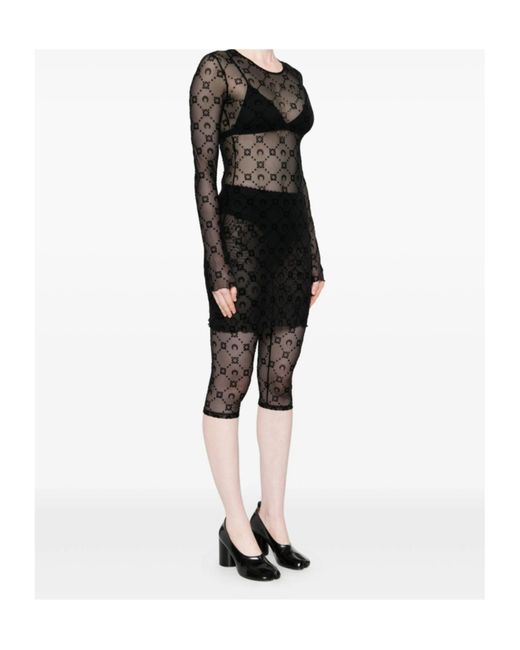 MARINE SERRE Black Moon Embellished Long-Sleeved Dress