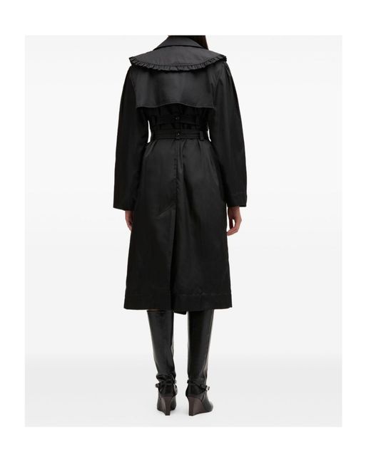 Ganni Black Belted Duchesse Trench Coat
