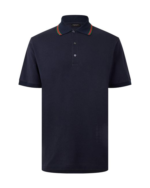 Gucci Blue Short-Sleeve Polo Shirt for men