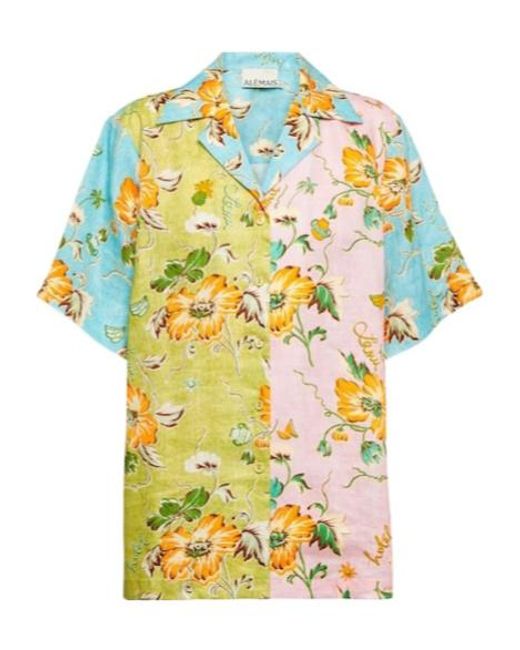 ALÉMAIS Multicolor Floral Patchwork Linen Shirt